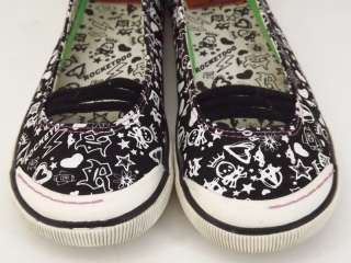 Womens shoes black white canvas fabric Rocket Dog 10 M loafers  