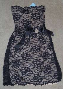 delias gorgeous black & tan lace tube top dress size 9  