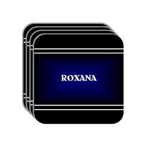 Personal Name Gift   ROXANA Set of 4 Mini Mousepad Coasters (black 