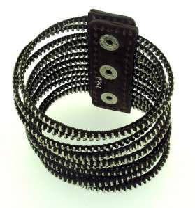Brown Leather Cuff Zipper Punk Wristband Bracelet Rock NEW  