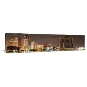 Detroit, Michigan Skyline   Gallery Wrapped Canvas   Museum Quality 