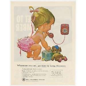  1962 Betsy Bell Suitcase Bear Telephone Long Distance 