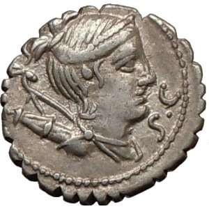 Roman Republic Claudius Nero DIANA & CHARIOT 79BC Ancient Silver Coin 