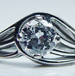   European Diamond Engagement Ring 18K White Gold Estate Jewelry  
