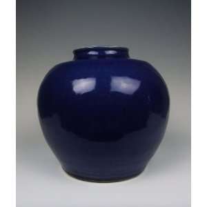  One Large Monochromatic Blue Glazing Porcelain Pot 