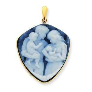  14k Yellow Gold 3 Generations Family Stone Agate Cameo 