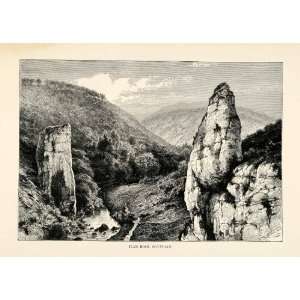  1882 Wood Engraving Ilam Rock Dovedale England Natural 