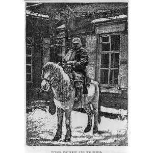   his horse,Russian in winter clothing on horseback,1890