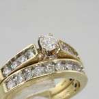   14k Yellow Gold Channel Set Diamond Engagement Wedding Ring & Band Set