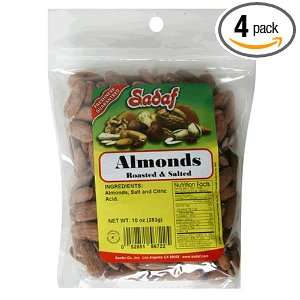 Sadaf Almonds, Roasted & Salted, 10 Ounce Package (Pack of 4)  