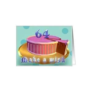 64th Birthday make a wish Pink cake polka dot stripes 