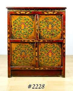 YELLOW GREEN FLORAL QINGHAI CABINET Chest Stand Table  
