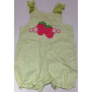  Baby Girl 6 9 Months Green and White Plaid Romper Dress 