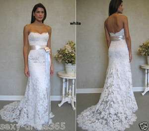   Ivory Strapless Lace Wedding Dress Bridal Gown Stock Size 6 8 10 12 14