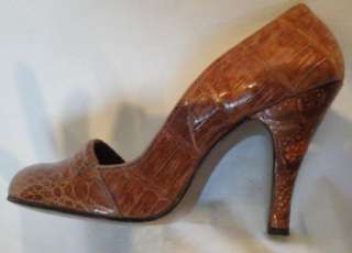 Fab Vintage 1940s Cuban Alligator Round Toe Pumps Shoes 5 Guantanamo 