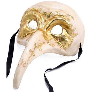 Venetian Ivory Gold New Masquerade Carnival Beak Mask Paper Mache FREE 