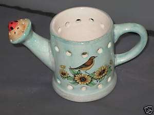 Birdhouse Ceramic Candle Holder Hand Painted Lady Bug  