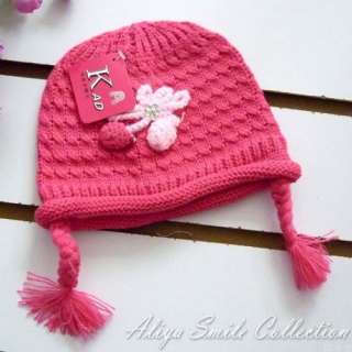   Baby Girls Crochet Hat Cute Kids Pigtail Caps SZ 6M 2T 4 Color U Pick