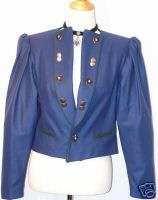 BLUE German WOOL Short Dress Skirt JACKET Coat 38 10 M  