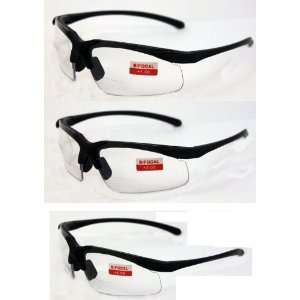 Three Pairs of Apex Bifocal Safety Glasses with Clear Lenses. 1.5,2.0 