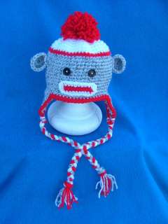 Handmade Crochet Sock Monkey Hat You choose size  
