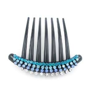  Blue Czech Crystal Rhinestone French Twist Comb Beauty