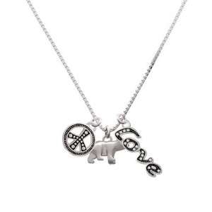    3 D Silver Bear, Peace, Love Charm Necklace [Jewelry] Jewelry