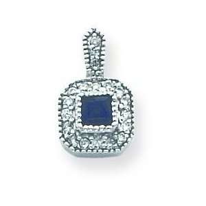  14K White Gold .70ctw Sapphire Diamond Pendant Jewelry 