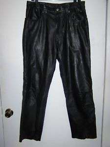 Harley Davidson black leather biker pants sz 34  