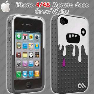 Case Mate Monsta Case for Apple iPhone 4 S 4S Grey White Silicone 