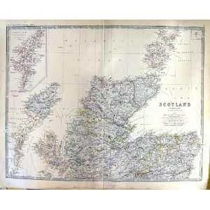   ANTIQUE MAP 1883 SCOTLAND NORTHERN HEBRIDES SHETLAND ISLANDS ORKNEY
