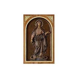  NOVICA Cedar relief panel, Miraculous Virgin