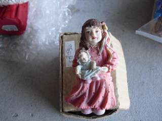 Resin Artisan Flair Sitting Girl with Doll Dollhouse Figurine 3 Tall 