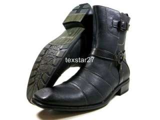 Mens Black D ALDO Dress Casual Boots Styled In Italy Cross Buckle 
