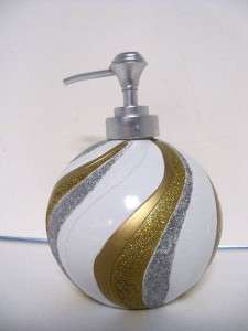 CHRISTMAS Gold White Silver Swirl Glitter Soap Lotion Dispenser Candy 