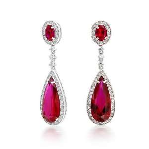  Bling Jewelry Pave CZ Ruby Color Teardrop Chandelier 