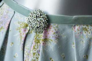 LUISA BECCARIA *DAISY * Jeweled Brooch Belt Pleated Garden Skirt 40 0 