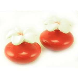  Set of 2 Red Mini Ceramic Flower Diffuser by Millefiori 
