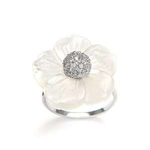  Genuine Mother of Pearl Flower Ring 7 