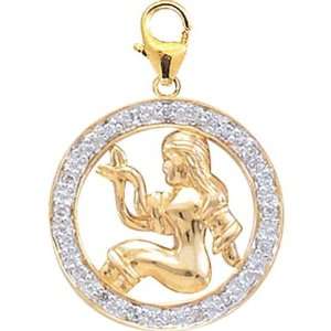  14K Gold 1/10ct HIJ Diamond Virgo Spring Ring Charm Arts 