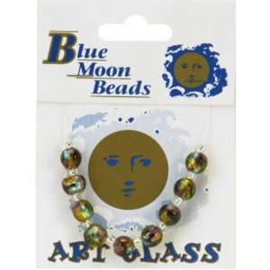  Blue Moon 8mm Glass Beads   Round 9pc Purple/Blue Foil Arts 