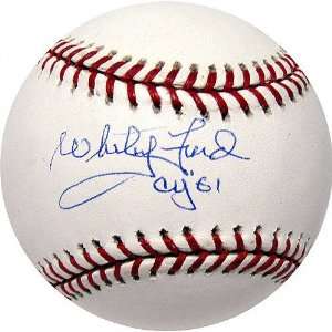  Whitey Ford Autographed Baseball with CY 61 Inscription 