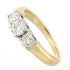 Vintage 14K Two Tone 3 stone Diamond Engagement Ring  