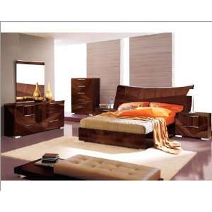  Modern Bedroom Set in High Gloss Walnut Finish 33B171 
