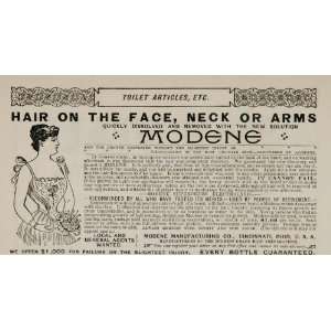  1896 ORIGINAL Vintage Ad Modene Hair Remover Removal 