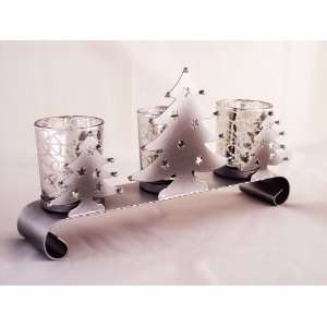  Silver Triple Christmas Tree Candle Holder Everything 