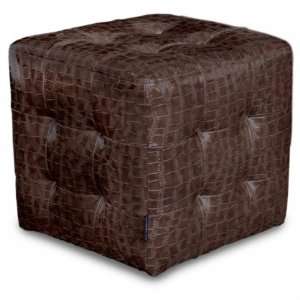   Pattern Vinyl Tufted Cube Accent Ottoman in Mocca