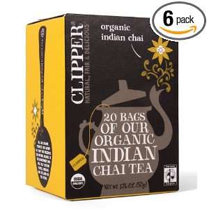 Clipper Fair Trade Organic Indian Chai Tea, 20 Count (Pack of 6 