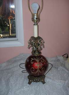 Up for sale is a beautiful vintage candy apple red art glass table 