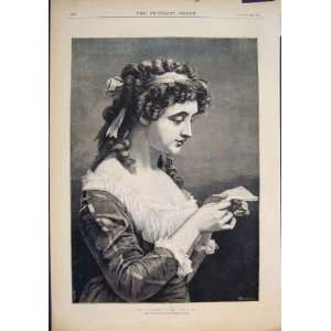  Interesting Letter Lady Fine Art 1875 Antique